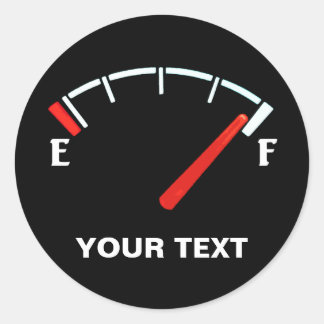 Fuel Gauge Gas Tank Full/Empty (personalised) Classic Round Sticker
