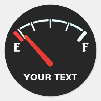 Fuel Gauge Gas Tank Full/Empty (personalised) Classic Round Sticker