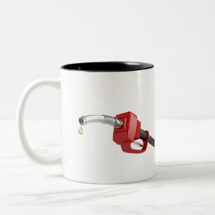 Fuel pump nozzle with last drop of fuel Two-Tone coffee mug
