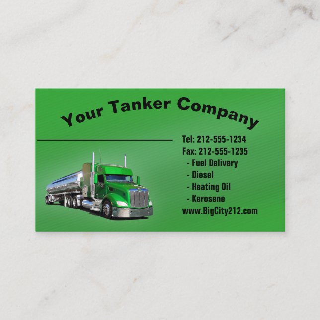 Fuel Tanker Trucking CUSTOMIZABLE Business Card (Front)