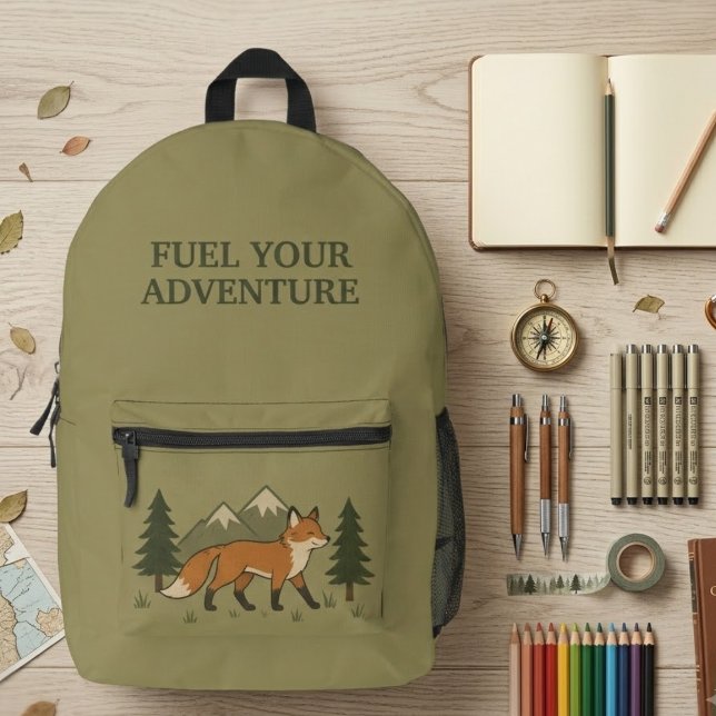 Fuel Your Adventure Fox Printed Backpack (Creator Uploaded)