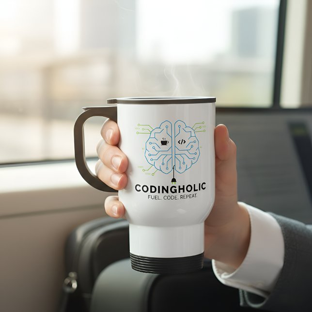Fuel Your Brain Coding Addict Developer Travel Mug (Creator Uploaded)