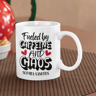 Fueled by Caffeine and Chaos Funny Coffee Lovers Coffee Mug