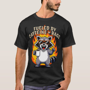 Fueled By Caffeine Rage Funny Raccoon Coffee Lover T-Shirt