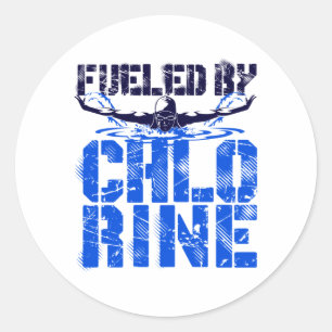 Fueled by Chlorine Swimming Swimmer Pool Classic Round Sticker