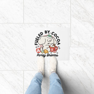 Fueled by Cocoa and Puppy Dreams – Cute Winter Dog Doormat