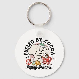 Fueled by Cocoa and Puppy Dreams – Cute Winter Dog Key Ring