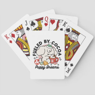 Fueled by Cocoa and Puppy Dreams – Cute Winter Dog Playing Cards