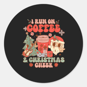 Fueled By Coffee & Christmas Cheer Funny Coffe Classic Round Sticker