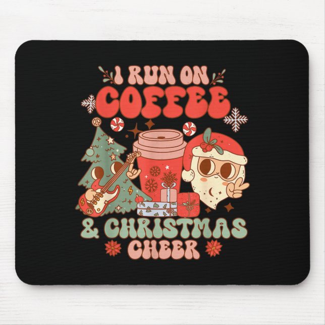 Fueled By Coffee &amp; Christmas Cheer Funny Coffe Mouse Mat (Front)