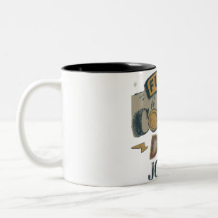 Fueled by Coffee and DAD's Jokes Two-Tone Coffee Mug