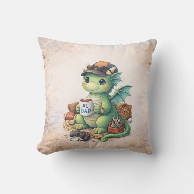 Fueled by Coffee Dad Jokes & Love Throw Pillow (Front)