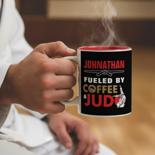 Fueled by Coffee & Judo Funny Cool Two-Tone Coffee Mug