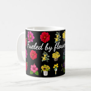 Fueled by Flowers & Lattes   Pastel Floral Pattern Coffee Mug