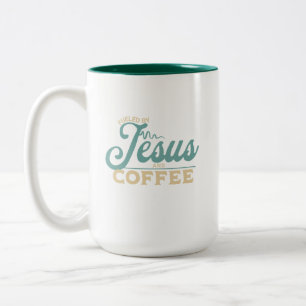 Fueled by Jesus and Coffee Christian Design Two-Tone Coffee Mug