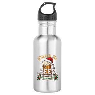Fuelled Beer Christmas Cheer Mug Santa Hat Holly 532 Ml Water Bottle