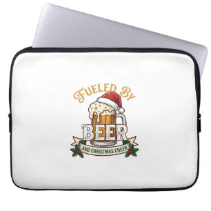 Fuelled Beer Christmas Cheer Mug Santa Hat Holly Laptop Sleeve