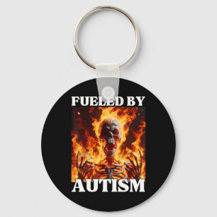 Fuelled By Autism Funny Cringe Hard Skeleton Meme  Key Ring