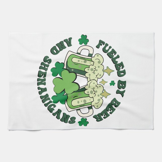 Fuelled By Beer And Shenanigans Tea Towel (Horizontal)