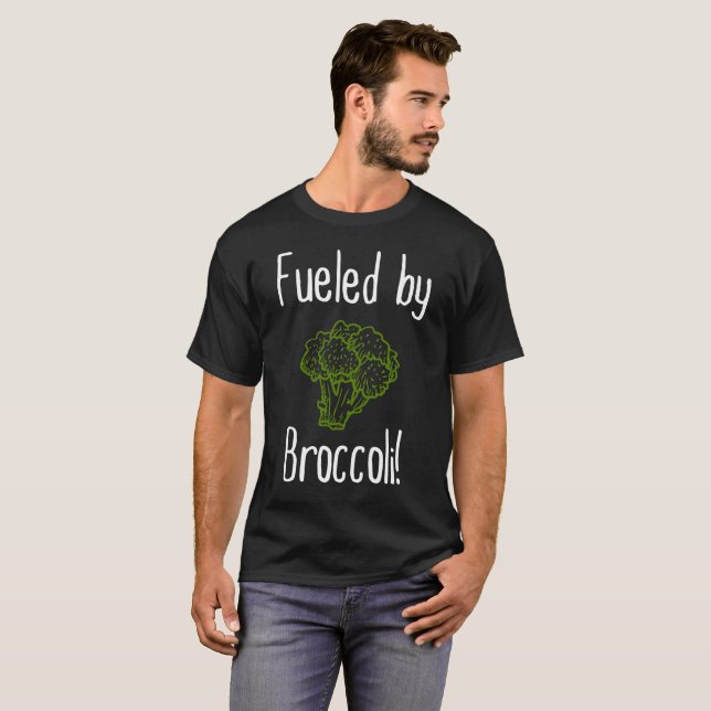 Fuelled By Broccoli Vegan Vegetarian Vegetable T-Shirt (Front Full)