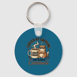 Fuelled by caffeine and serious cattitude funny ca key ring