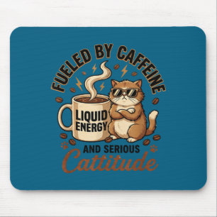 Fuelled by caffeine and serious cattitude funny ca mouse mat