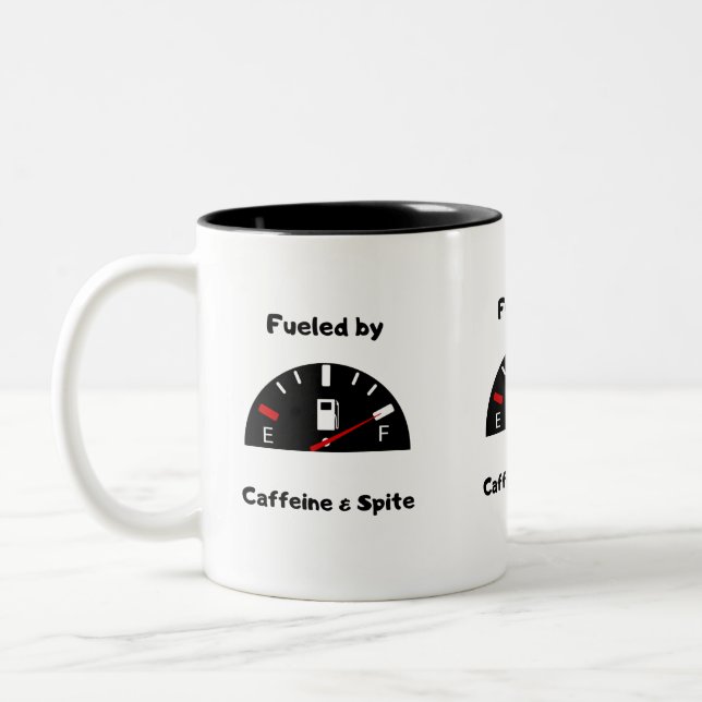 Fuelled by caffeine and spite  Two-Tone coffee mug (Left)