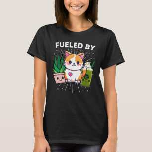 Fuelled By Cats Plants Iced Matcha Green Tea Funny T-Shirt