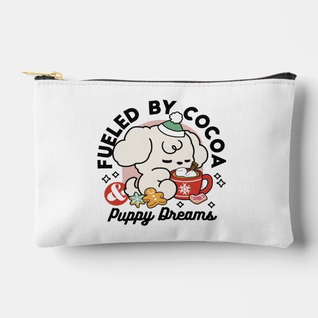 Fuelled by Cocoa and Puppy Dreams – Cute Winter Do Accessory Pouch (Front)
