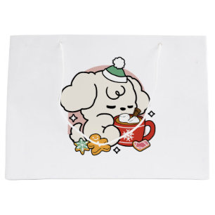 Fuelled by Cocoa and Puppy Dreams – Cute Winter Do Large Gift Bag