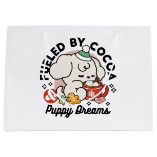 Fuelled by Cocoa and Puppy Dreams – Cute Winter Do Large Gift Bag