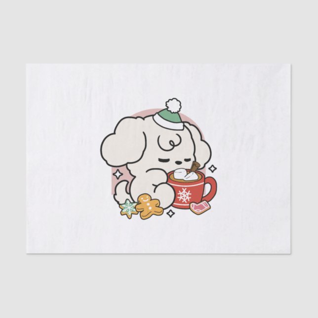 Fuelled by Cocoa and Puppy Dreams – Cute Winter Do Tissue Paper (Front)