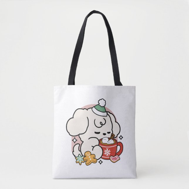 Fuelled by Cocoa and Puppy Dreams – Cute Winter Do Tote Bag (Front)