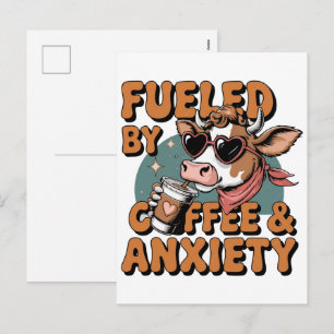 Fuelled by Coffee and Anxiety – Funny Caffeine & R Holiday Postcard