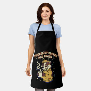 Fuelled By Coffee And Chaos Funny Retro Badger Apron