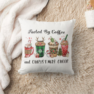 Fuelled by Coffee and Christmas Cheer Cushion
