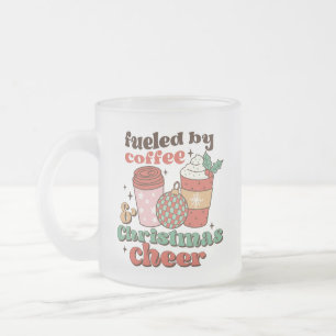 Fuelled by Coffee and Christmas Cheer Frosted Glass Coffee Mug