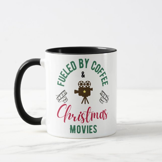 Fuelled by Coffee and Christmas Movies Coffee Mug (Left)