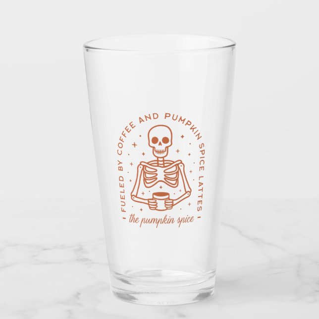 Fuelled By Coffee and Pumpkin Spice Lattes Glass (Front)