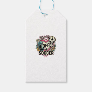 Fuelled By Coffee And Soccer Vintage Shirt Design_ Gift Tags