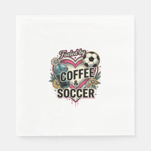 Fuelled By Coffee And Soccer Vintage Shirt Design_ Napkin