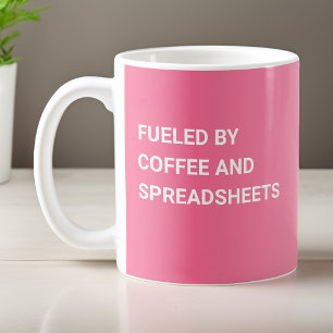 Fuelled By Coffee and Spreadsheets - Gradient Pink Mug