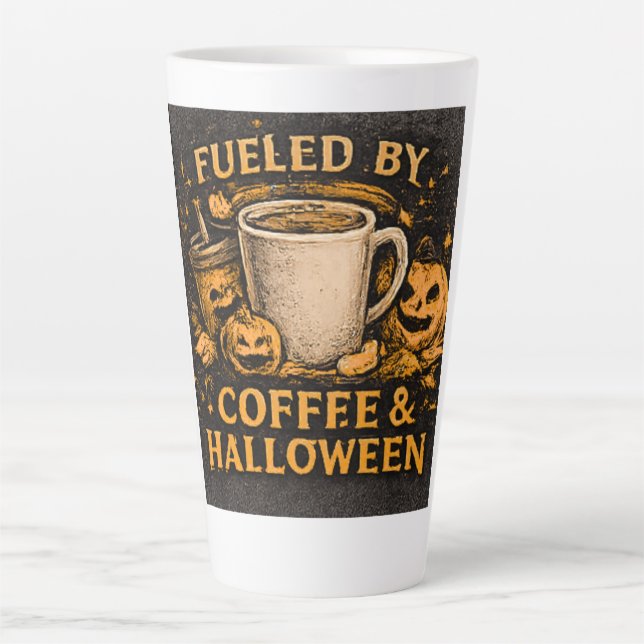Fuelled By Coffee & Halloween  Latte Mug (Front)