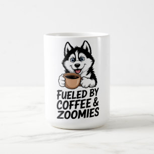 Fuelled By Coffee & Zoomies Funny Husky Dog Lover Mug