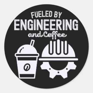 Fuelled by Engineering and Coffee Classic Round Sticker