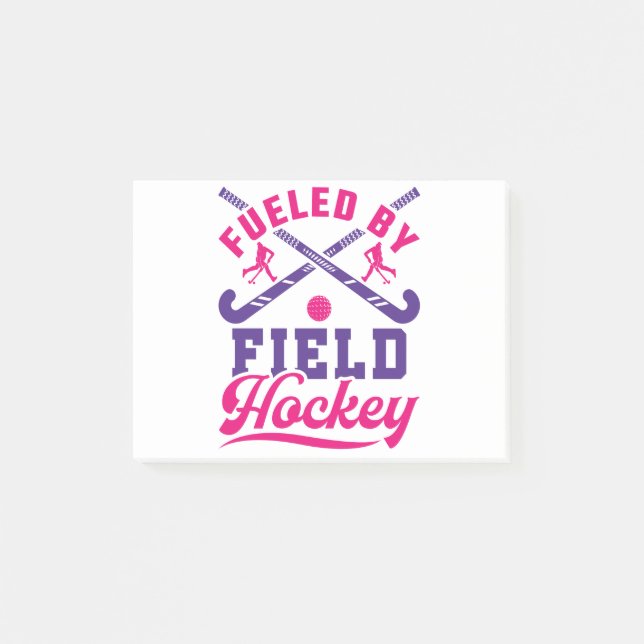Fuelled by Field Hockey Cute Player Team Post-it Notes (Front)