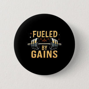 Fuelled By Gain Bodybuilding Gym 6 Cm Round Badge