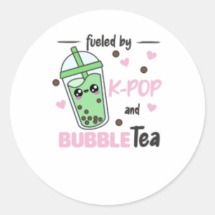 Fuelled By K-Pop And Bubble Tea Kawaii Boba Tea Classic Round Sticker