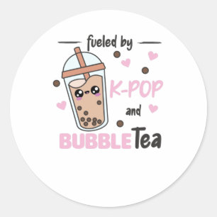 Fuelled By K-Pop And Bubble Tea Kawaii Boba Tea Classic Round Sticker