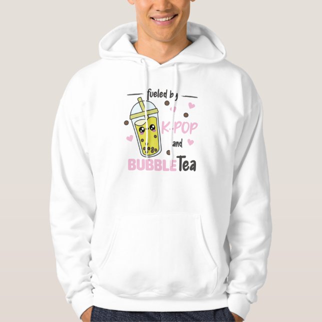 Fuelled By K-Pop And Bubble Tea Kawaii Boba Tea Hoodie (Front)